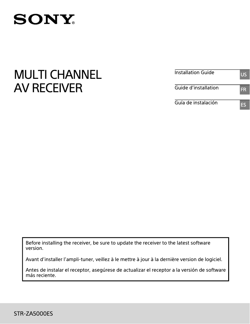 Página 1 del manual Guía de instalación Sony STR-ZA5000ES