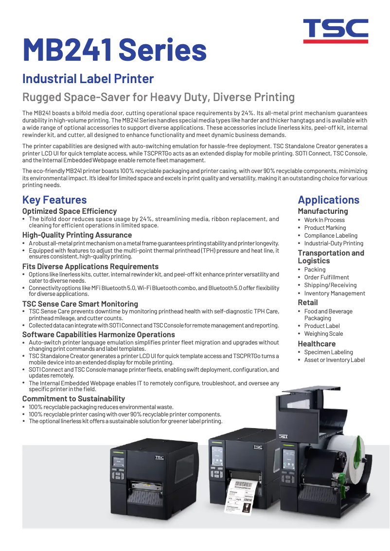 Página nº 1 - Ficha técnica TSC MB240T