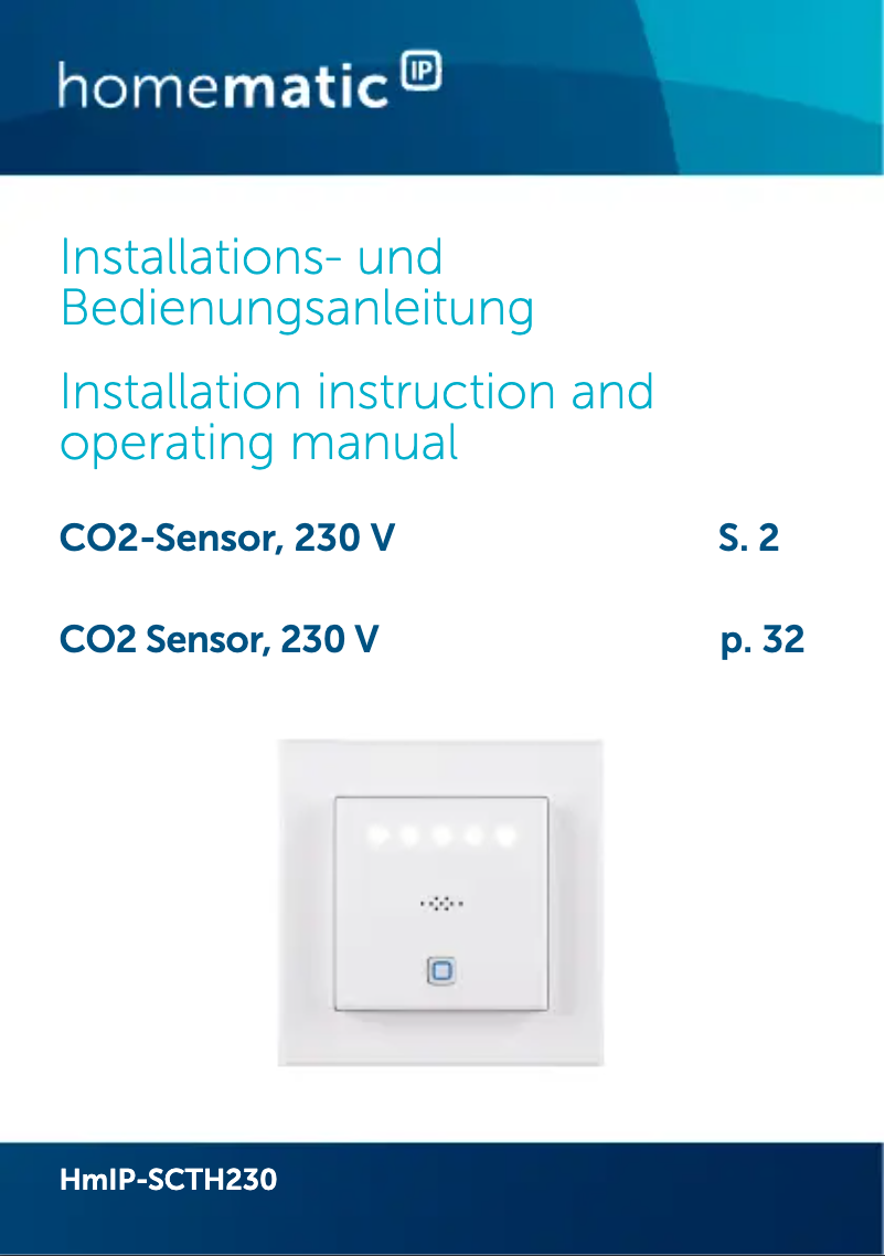 Imagen de la primera página del manual del dispositivo HMIP-SCTH230