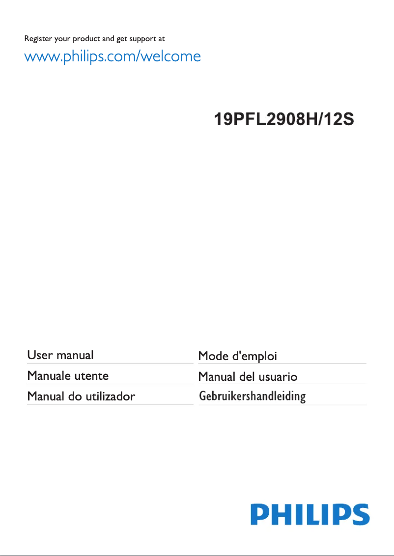 Imagen de la primera página del manual del dispositivo 19PFL2908H