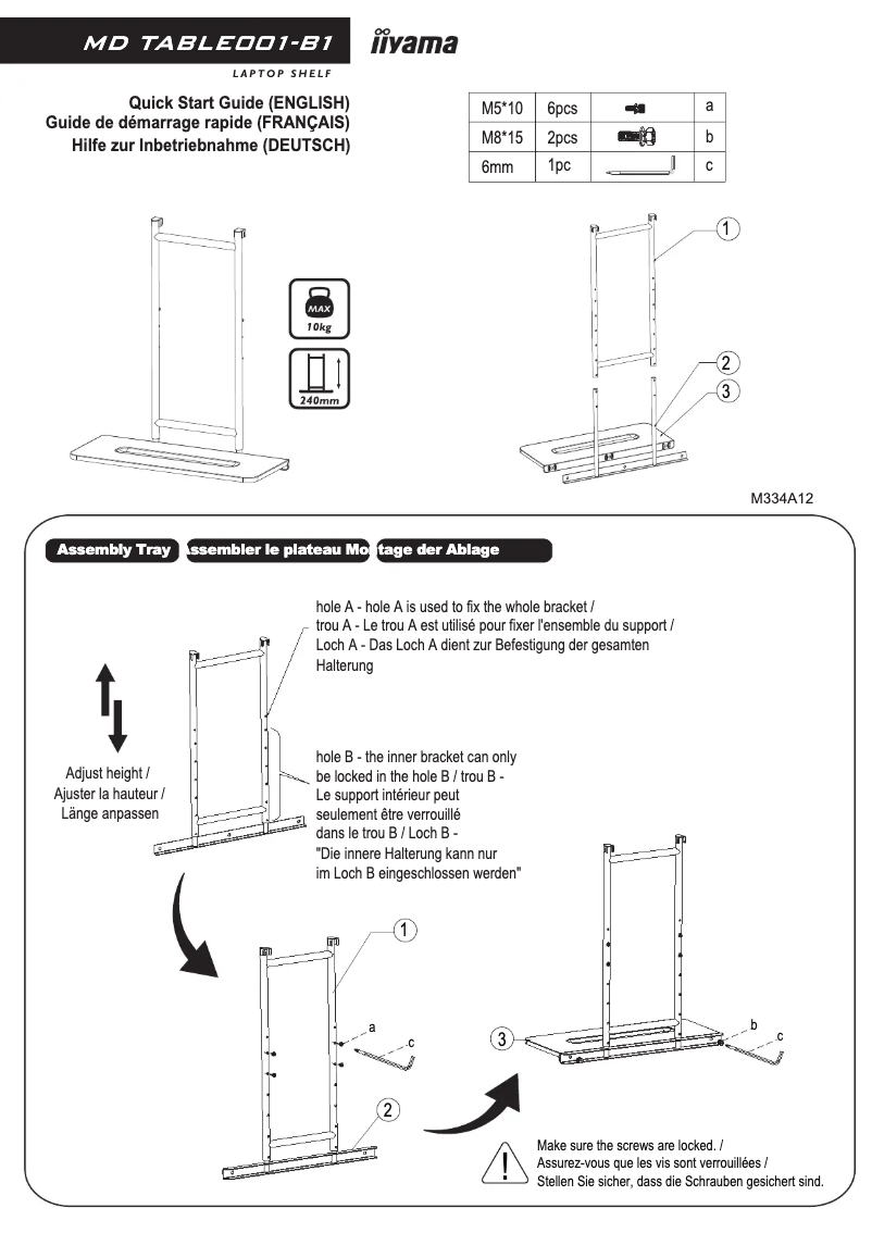Imagen de la primera página del manual del dispositivo MD TABLE001