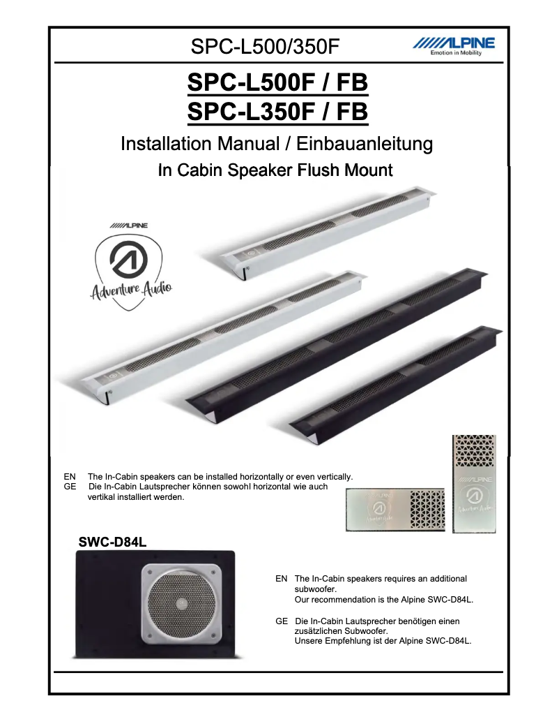 Página 1 del manual Manual de usuario Alpine SPC-L350F