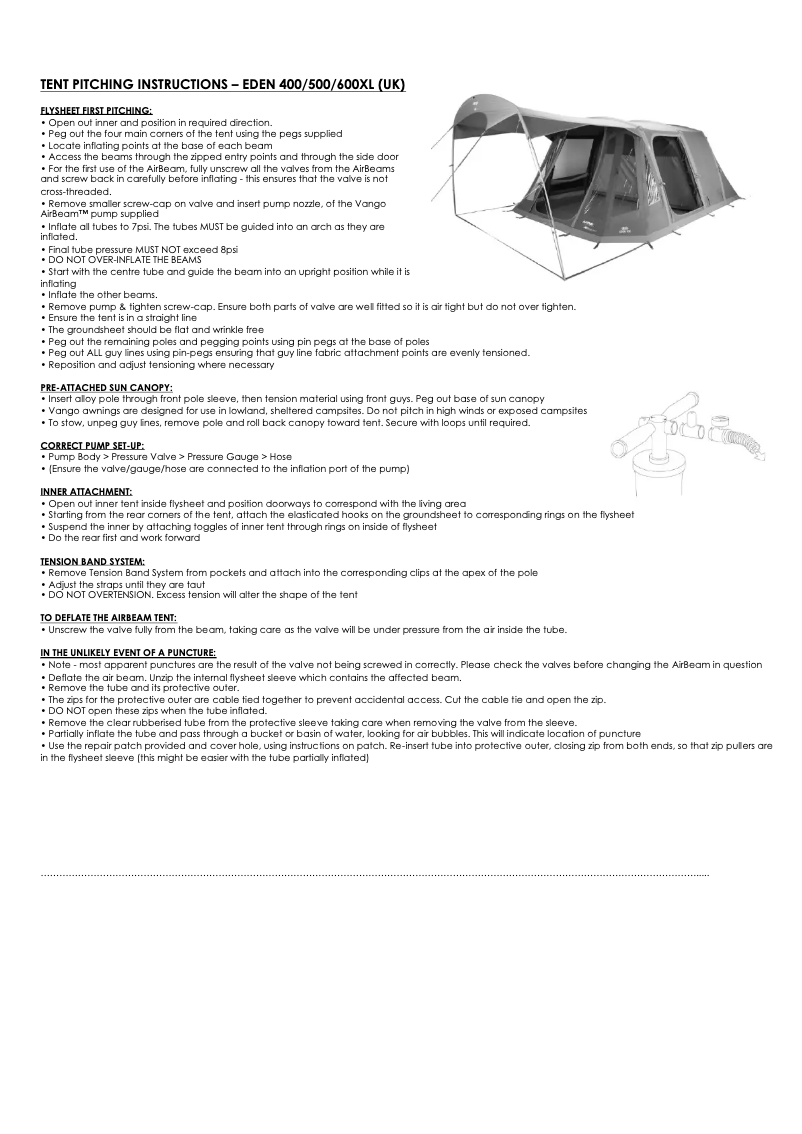 Página nº 1 - Manual de usuario Vango Eden V 400