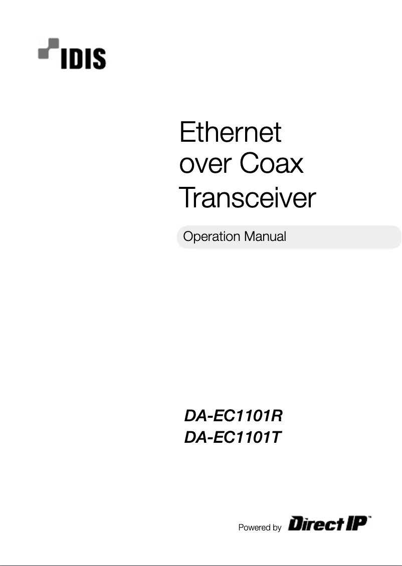 Página 1 del manual Manual de usuario IDIS DA-EC1101T