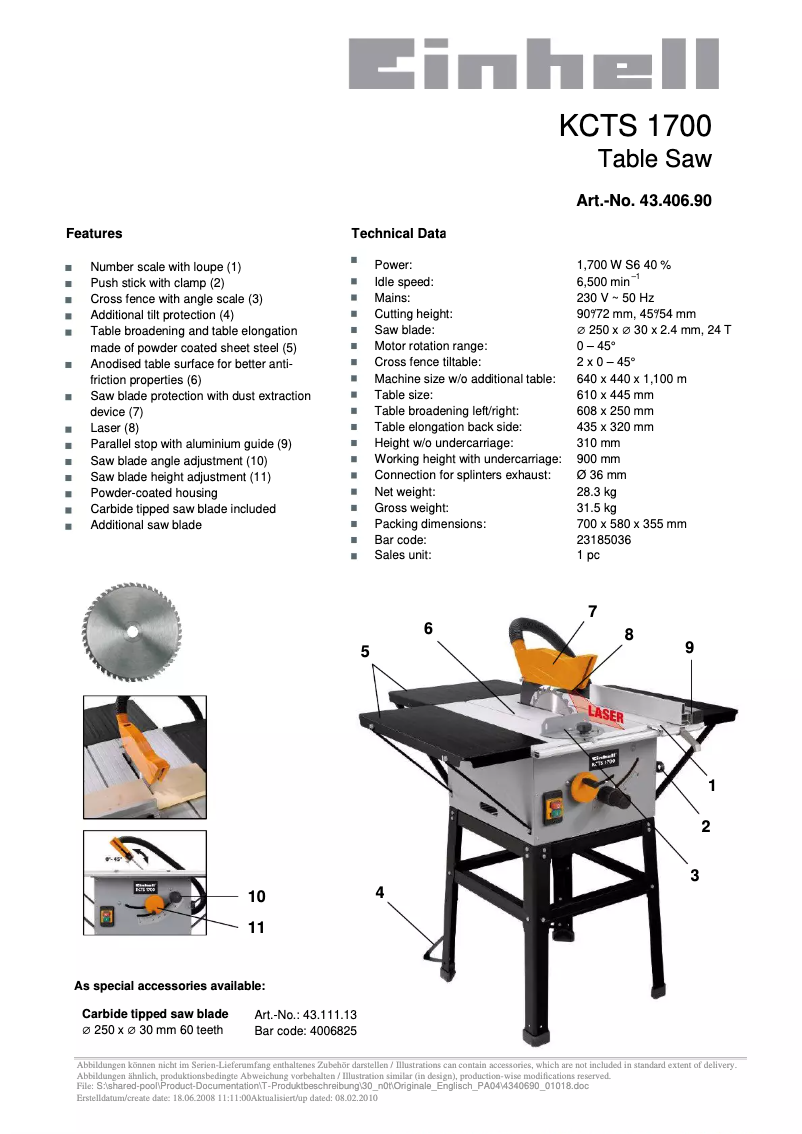 Imagen de la primera página del manual del dispositivo KCTS 1700