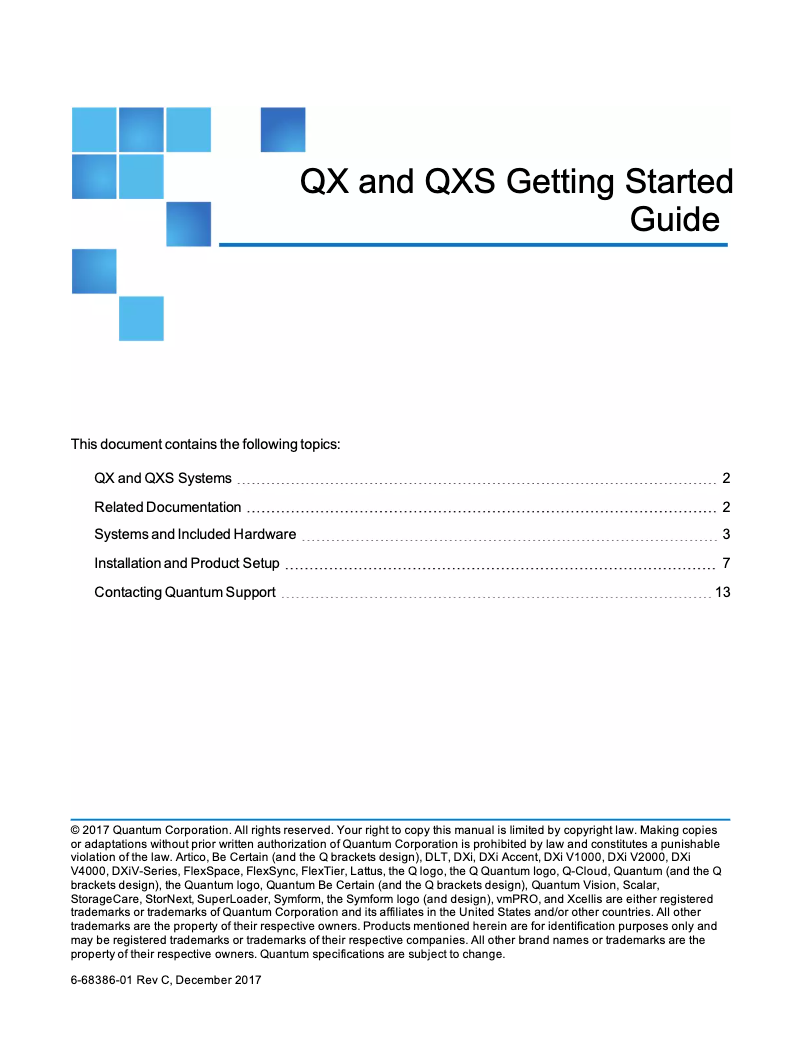 Imagen de la primera página del manual del dispositivo Xcellis QXS-456