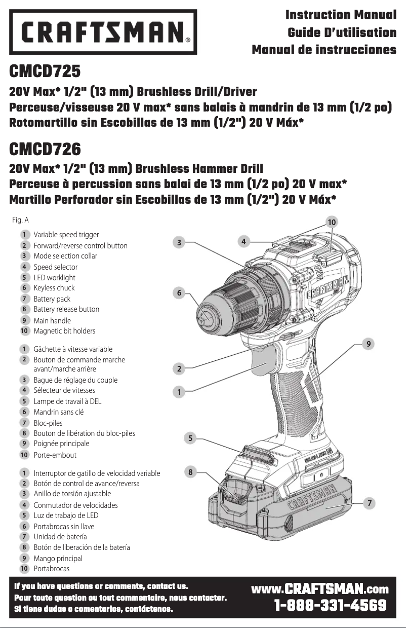 Página 1 del manual Manual de usuario Craftsman CMCD726