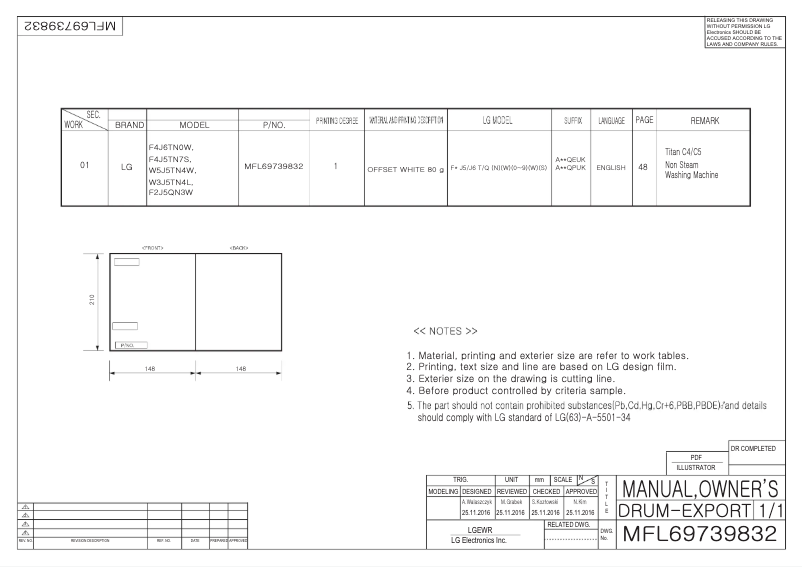 Imagen de la primera página del manual del dispositivo W5J5TN4WW
