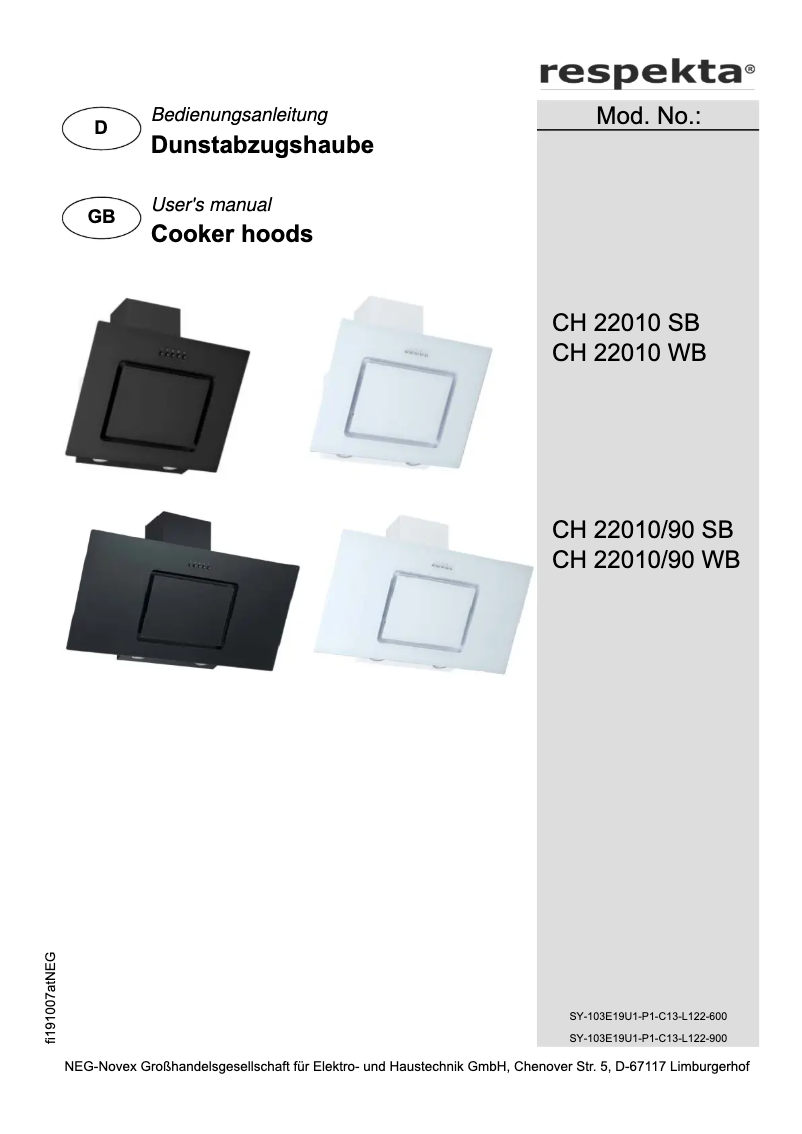 Imagen de la primera página del manual del dispositivo Svea CH22010WB