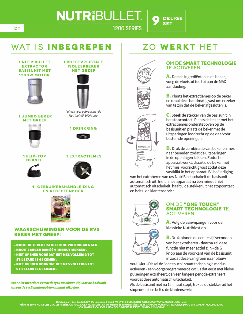 Imagen de la primera página del manual del dispositivo NutriBullet 1200