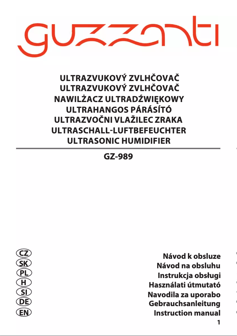 Imagen de la primera página del manual del dispositivo GZ-989