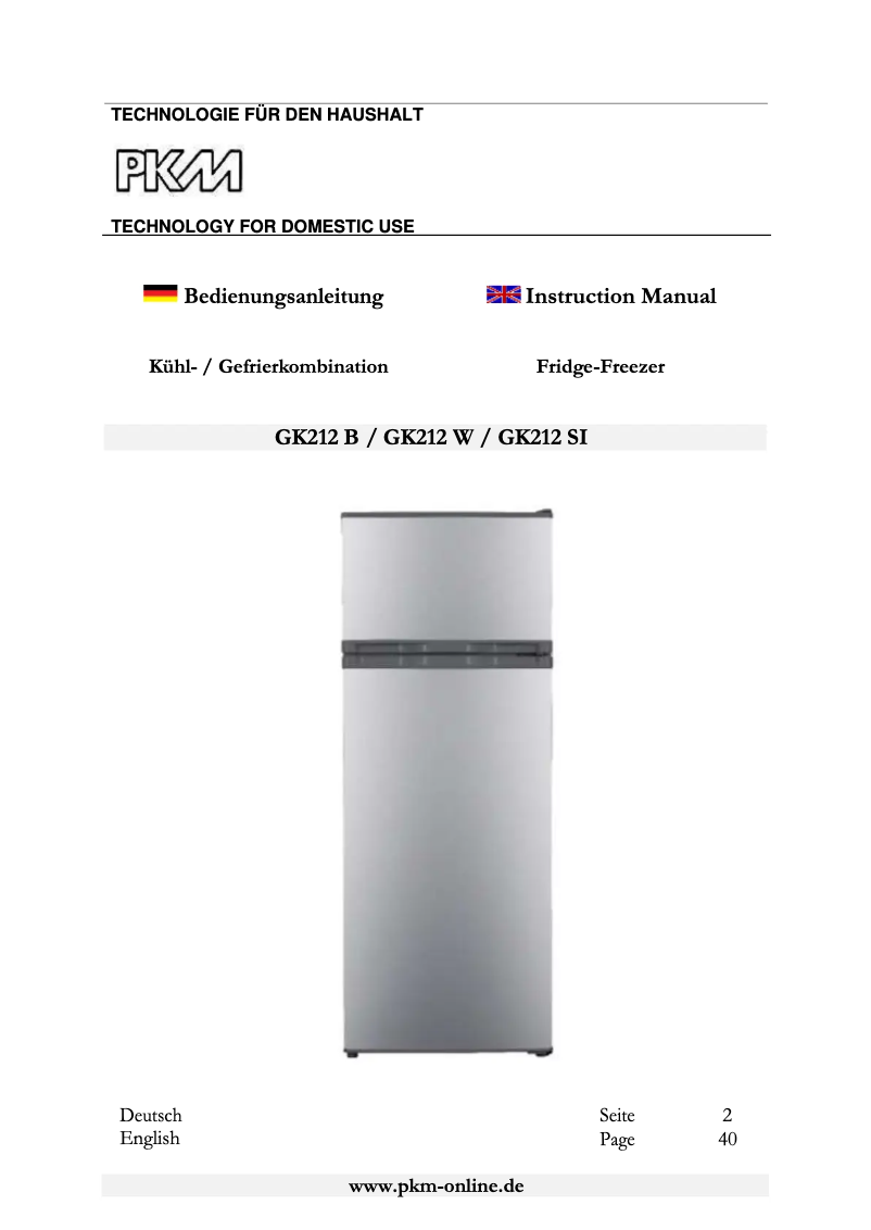 Imagen de la primera página del manual del dispositivo GK212 B