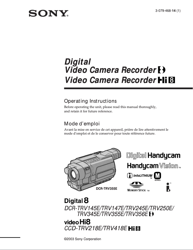 Imagen de la primera página del manual del dispositivo CCD-TRV218E