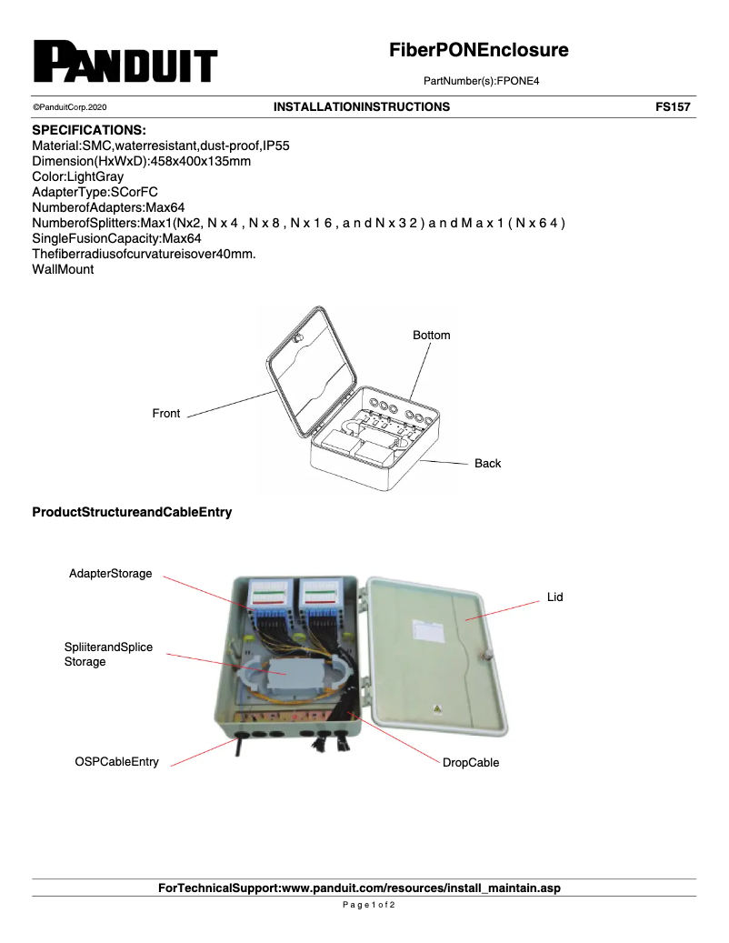Imagen de la primera página del manual del dispositivo FPONE4