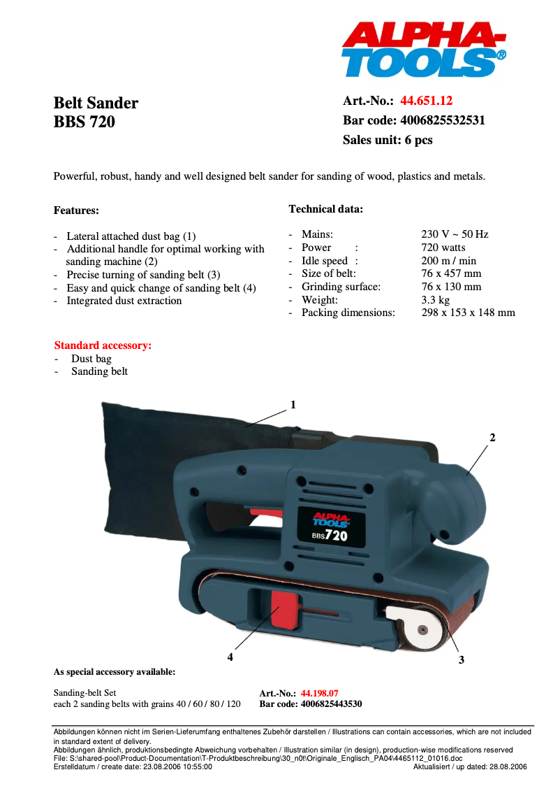 Imagen de la primera página del manual del dispositivo BBS 720