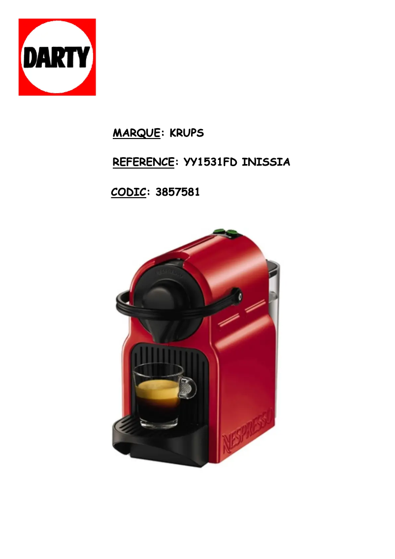 Página 1 del manual Manual de usuario Krups Nespresso Inissia YY1531