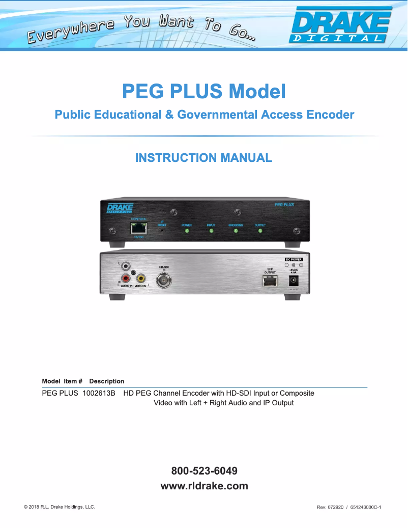 Imagen de la primera página del manual del dispositivo PEG PLUS