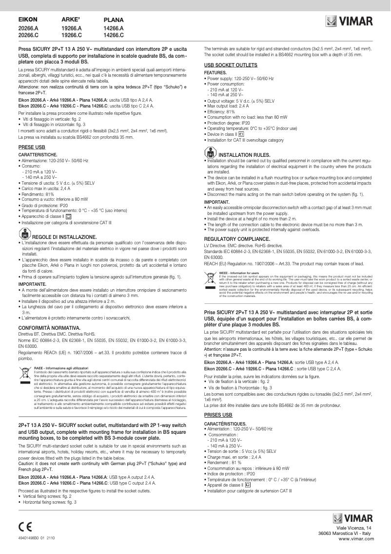 Página 1 del manual Manual de usuario Vimar 20266.A.B