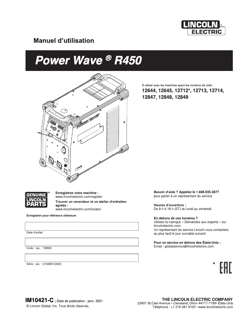 Imagen de la primera página del manual del dispositivo Power Wave R450