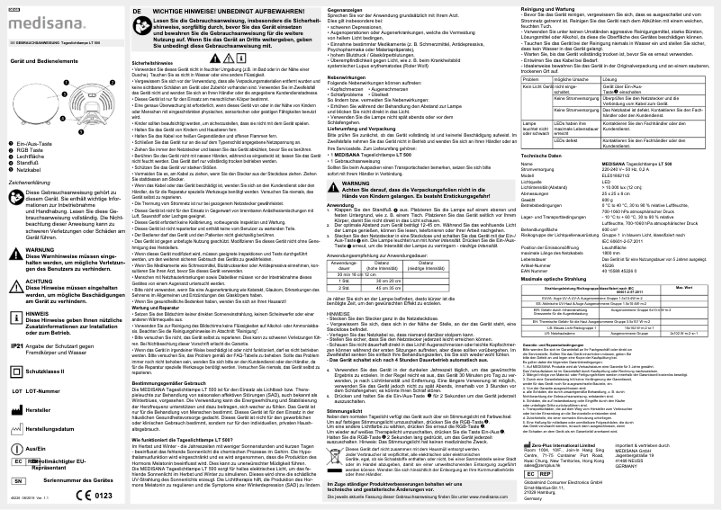 Imagen de la primera página del manual del dispositivo LT 500