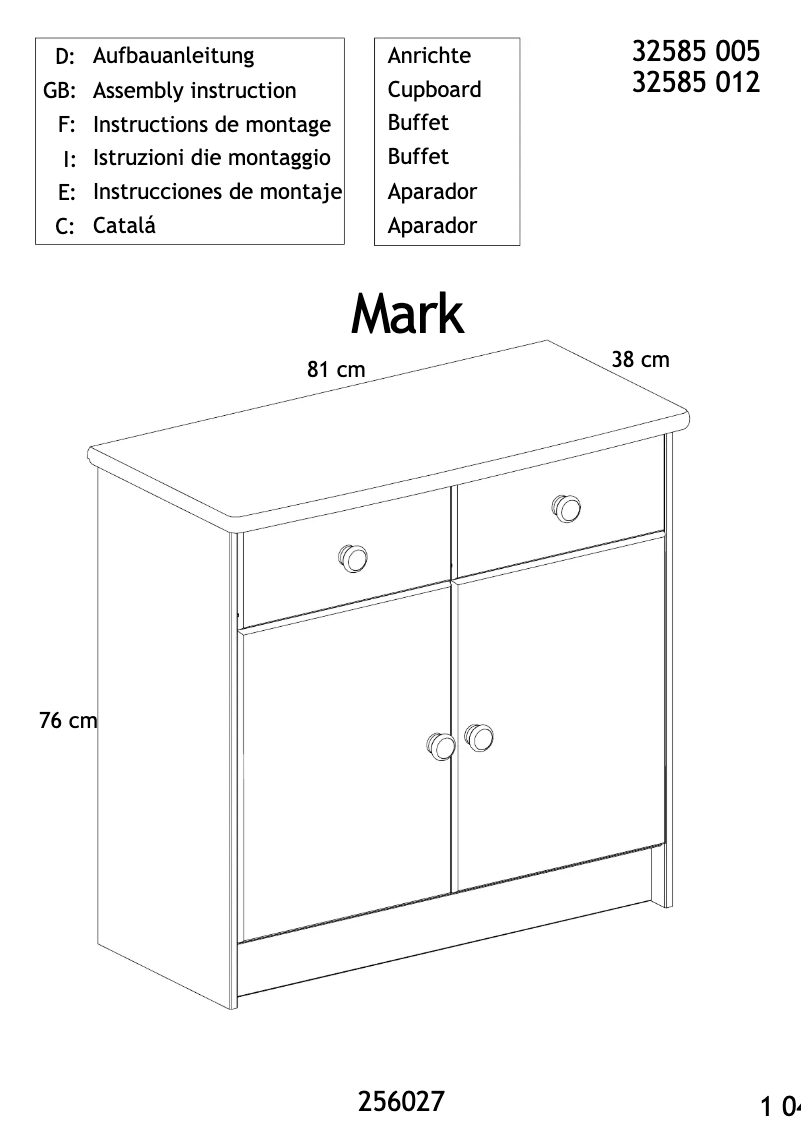 Página 1 del manual Manual de usuario JYSK Tange (81x77x38)