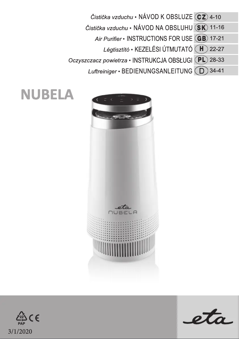 Página 1 del manual Manual de usuario Eta Nubela 2569 90000