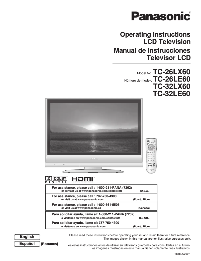 Imagen de la primera página del manual del dispositivo TC-26LE60