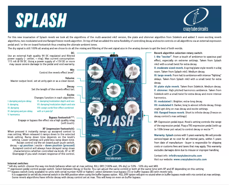 Página 1 del manual Manual de usuario Crazy Tube Circuits Splash VIII