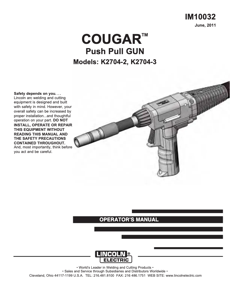 Imagen de la primera página del manual del dispositivo Cougar Push-Pull Gun