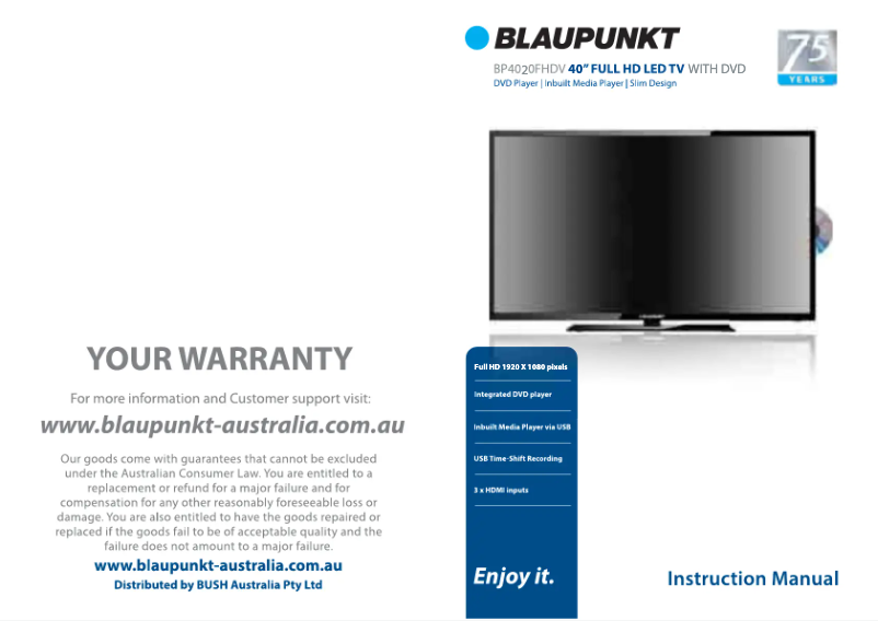 Imagen de la primera página del manual del dispositivo BP4020FHDV