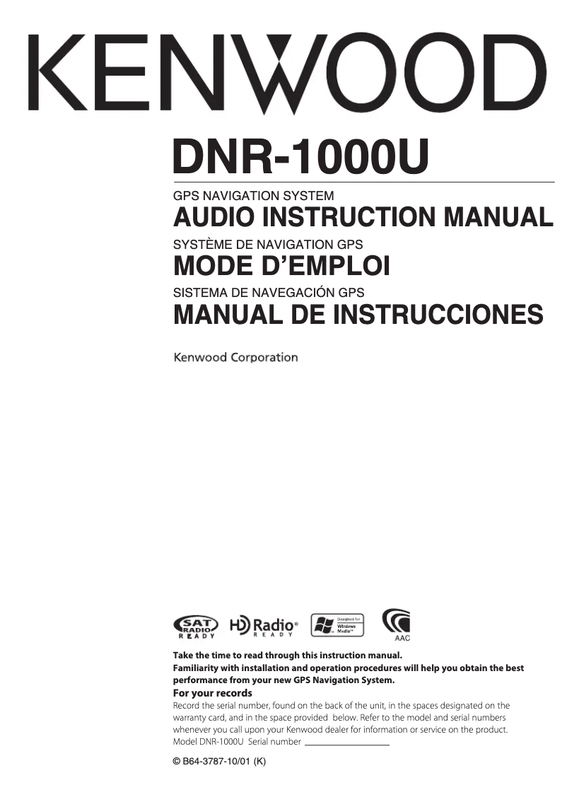 Página 1 del manual Manual de usuario Kenwood DNR-1000U