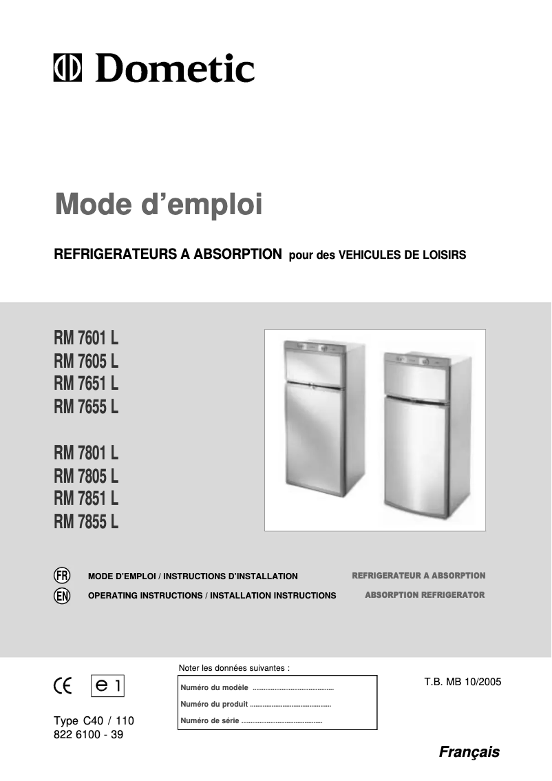 Imagen de la primera página del manual del dispositivo RM 7601 L