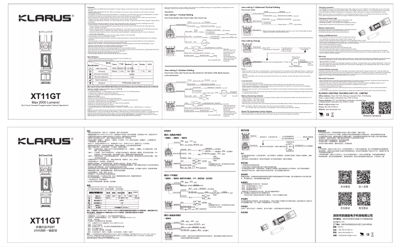Página 1 del manual Manual de usuario Klarus XT11GT