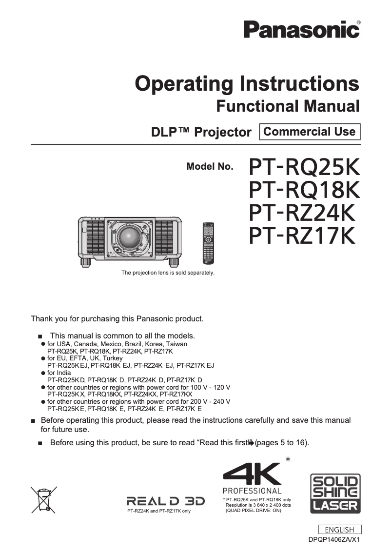 Imagen de la primera página del manual del dispositivo PT-RQ18K
