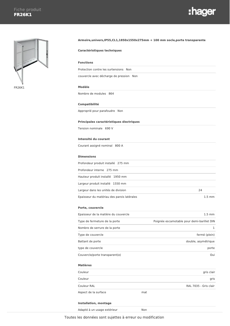 Imagen de la primera página del manual del dispositivo FR26K1