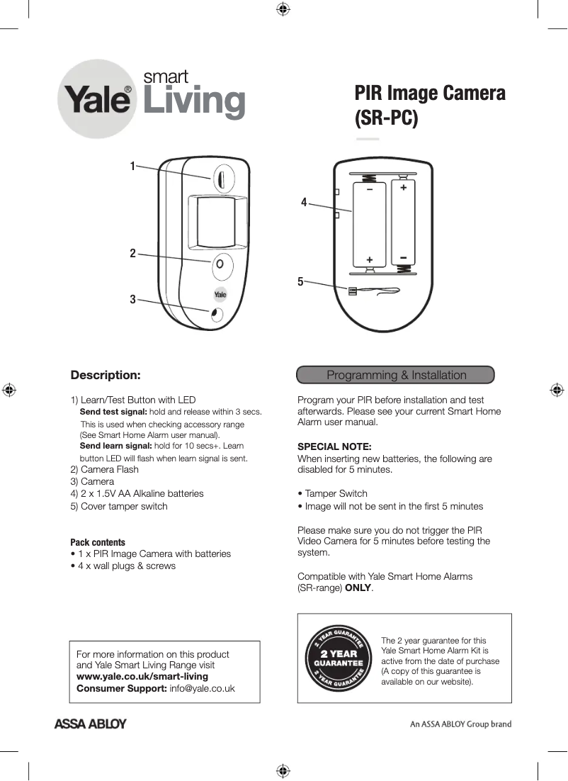 Página 1 del manual Manual de usuario Yale SR-PC