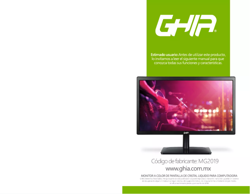 Página 1 del manual Manual de usuario Ghia MG2019