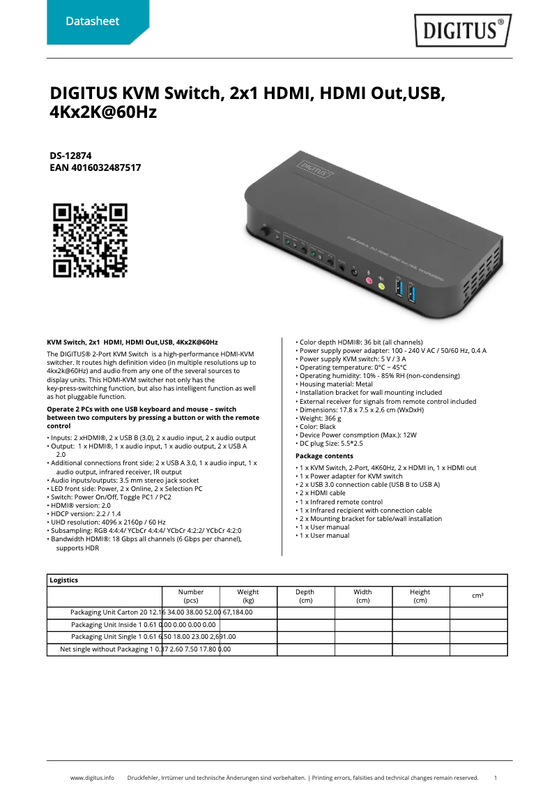 Imagen de la primera página del manual del dispositivo DS-12874