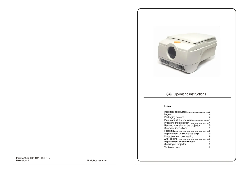 Imagen de la primera página del manual del dispositivo Episcope A4