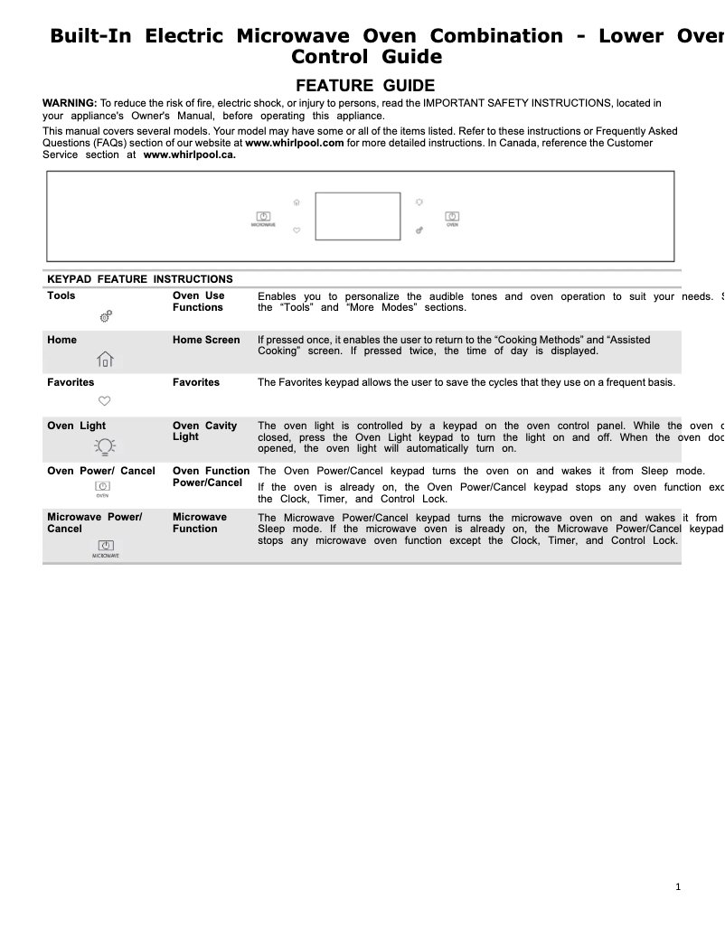 Página 1 del manual Información de garantía Whirlpool WOC75EC0HS