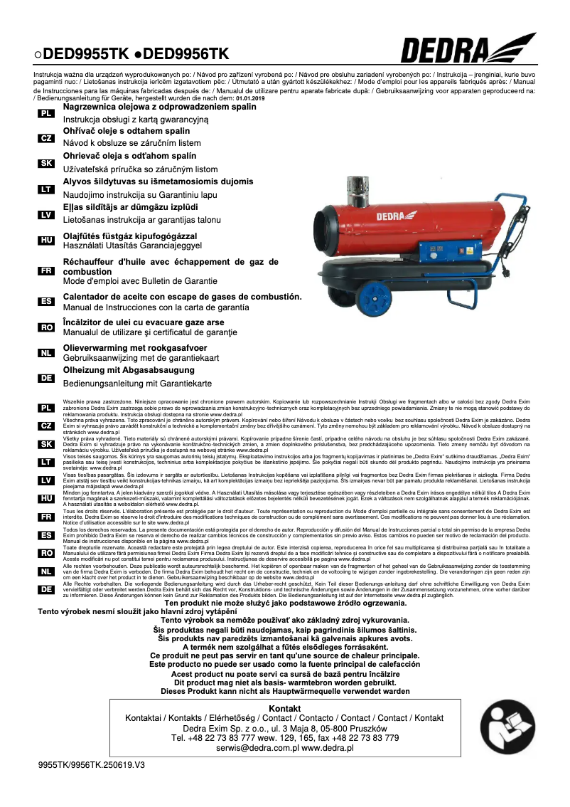 Imagen de la primera página del manual del dispositivo DED9956TK