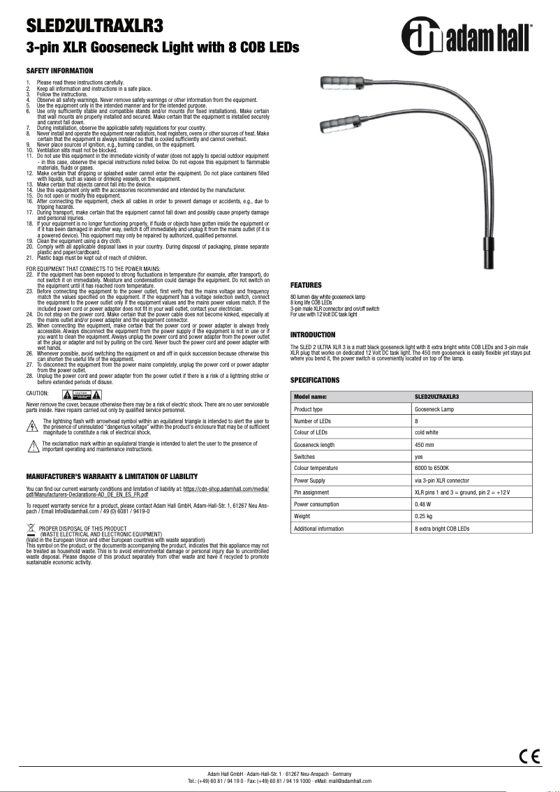 Imagen de la primera página del manual del dispositivo SLED2ULTRAXLR3