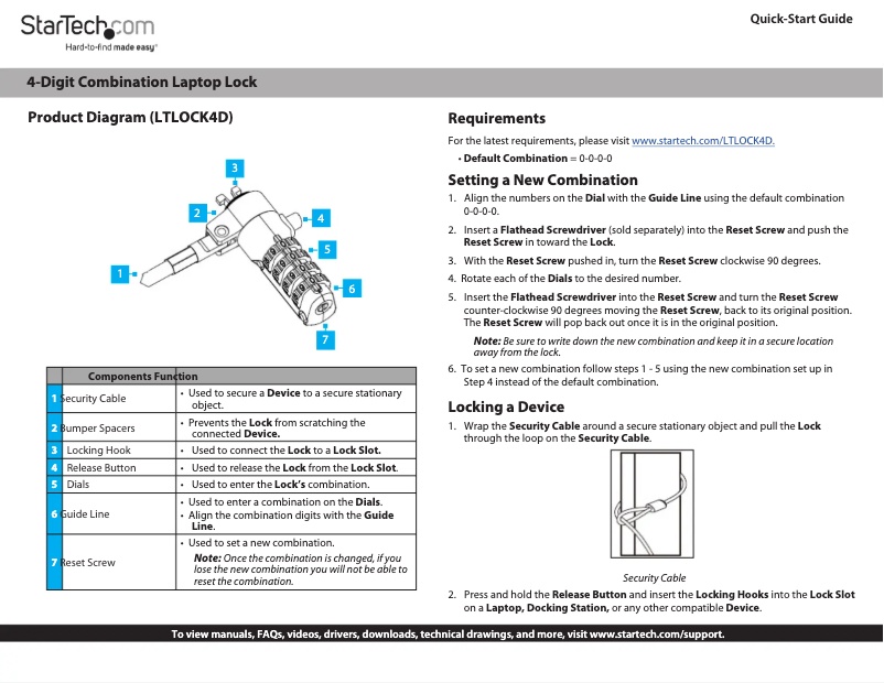 Página 1 del manual Manual de usuario StarTech.com LTLOCK4D