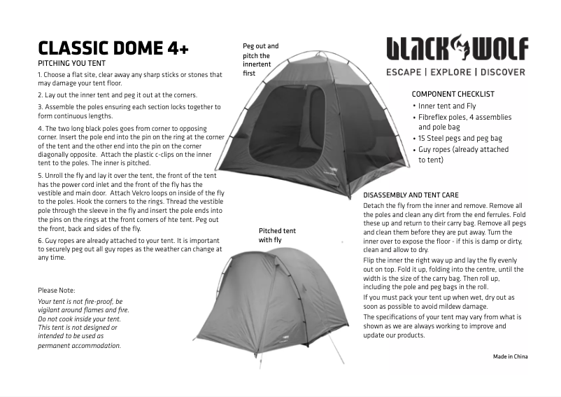Página nº 1 - Manual de usuario Black Wolf Classic Dome 4+