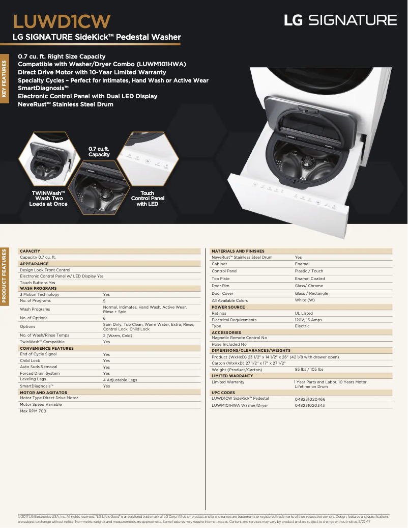 Página nº 1 - Ficha técnica LG LUWM101HWA-KIT
