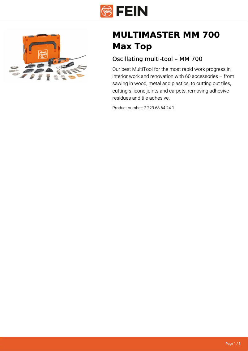 Imagen de la primera página del manual del dispositivo Multimaster MM 700 Max Top