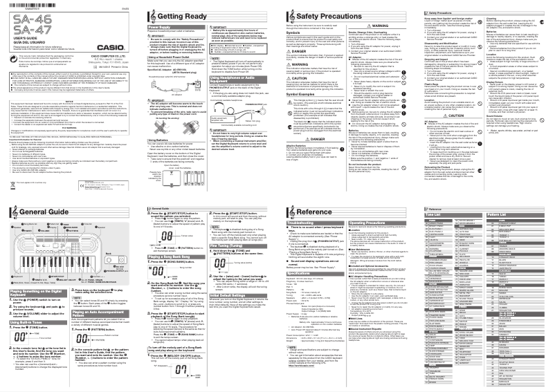 Página nº 1 - Manual de usuario Casio SA-46