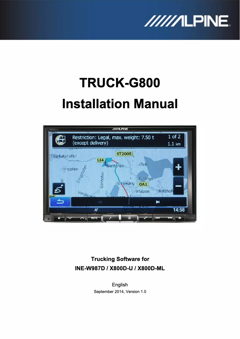 Imagen de la primera página del manual del dispositivo TRUCK-G800
