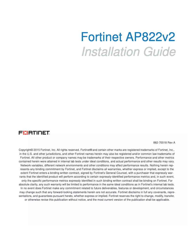Página 1 del manual Manual de usuario Fortinet AP822i