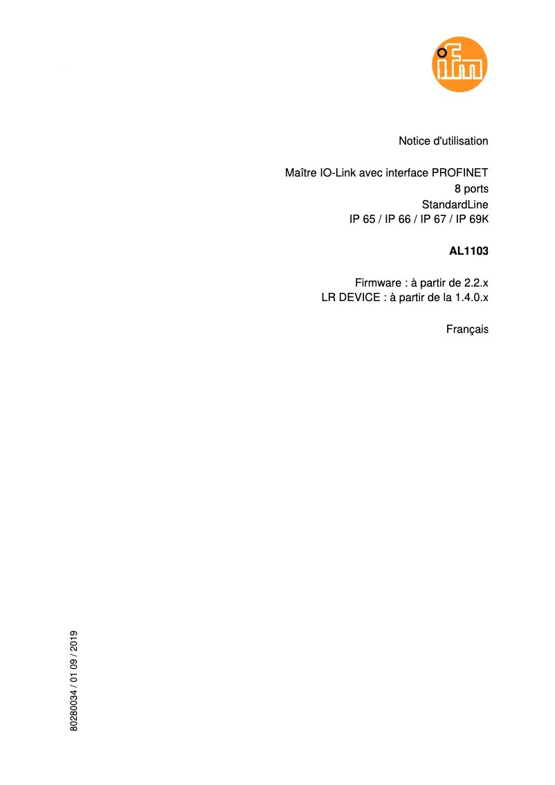 Página 1 del manual Manual de usuario IFM AL1103